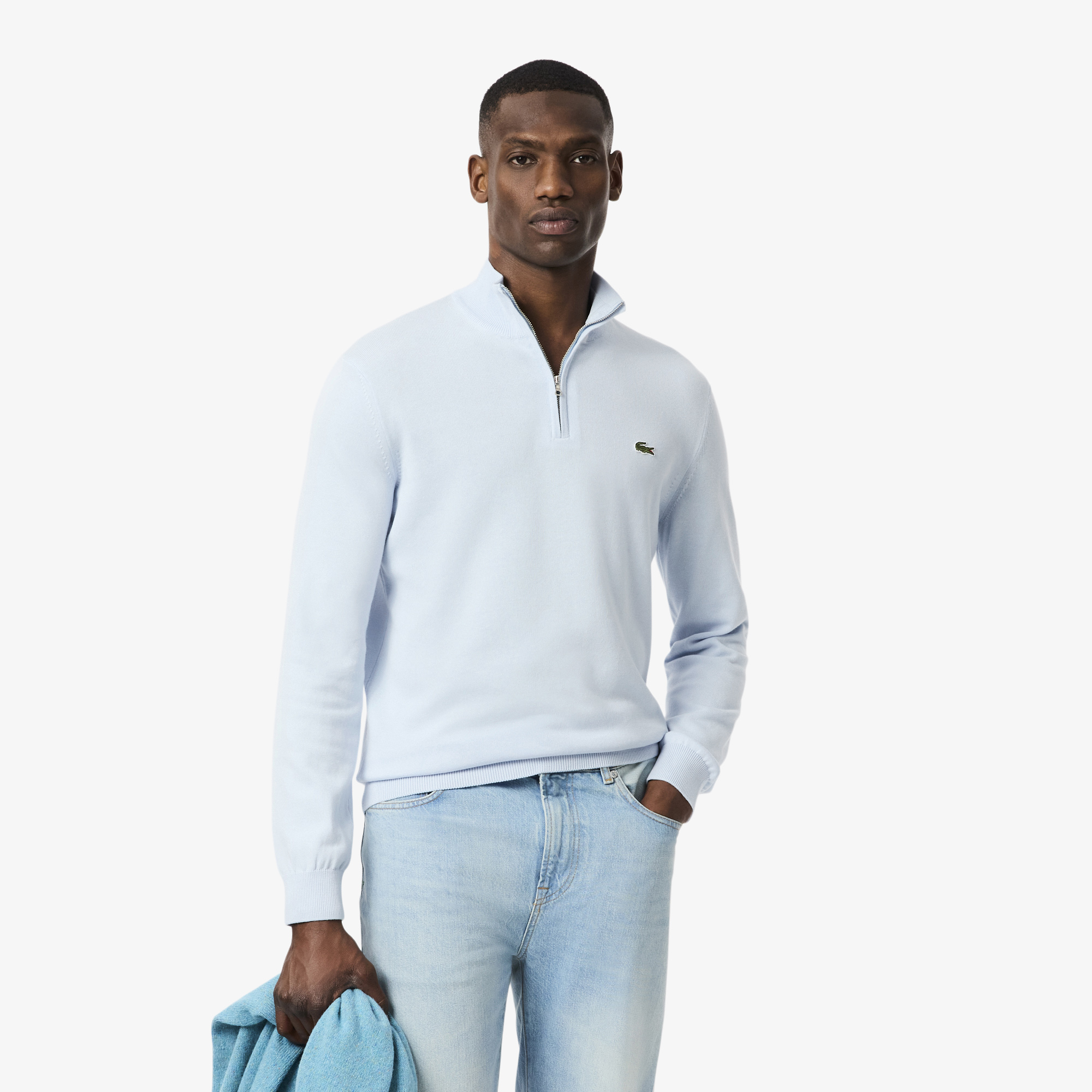 Мужской хлопковый свитер Lacoste на молнии с высоким воротом, Голубой
Мужской хлопковый свитер Lacoste на молнии с высоким воротом, Голубой