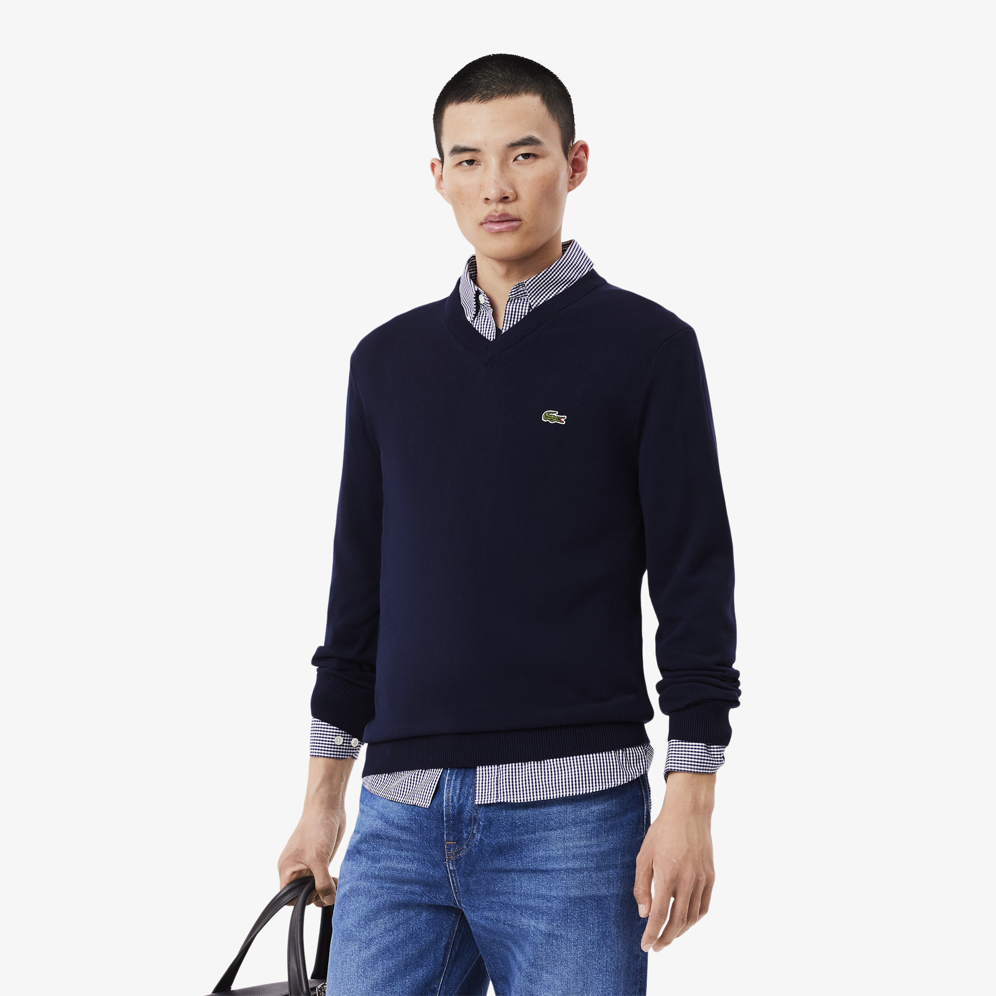 Мужской хлопковой свитер Lacoste с V-образным вырезом, Синий
Мужской хлопковой свитер Lacoste с V-образным вырезом, Синий