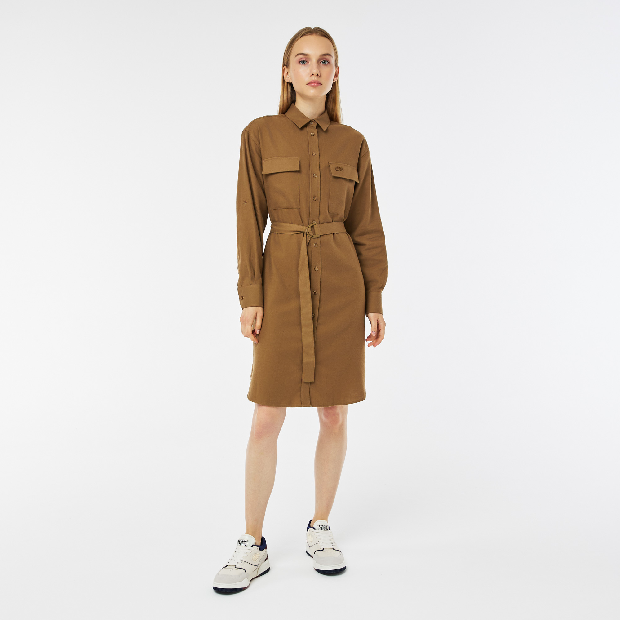 Платье Lacoste стандартного кроя с длинными рукавами и поясом, Коричневый
Платье Lacoste стандартного кроя с длинными рукавами и поясом, Коричневый