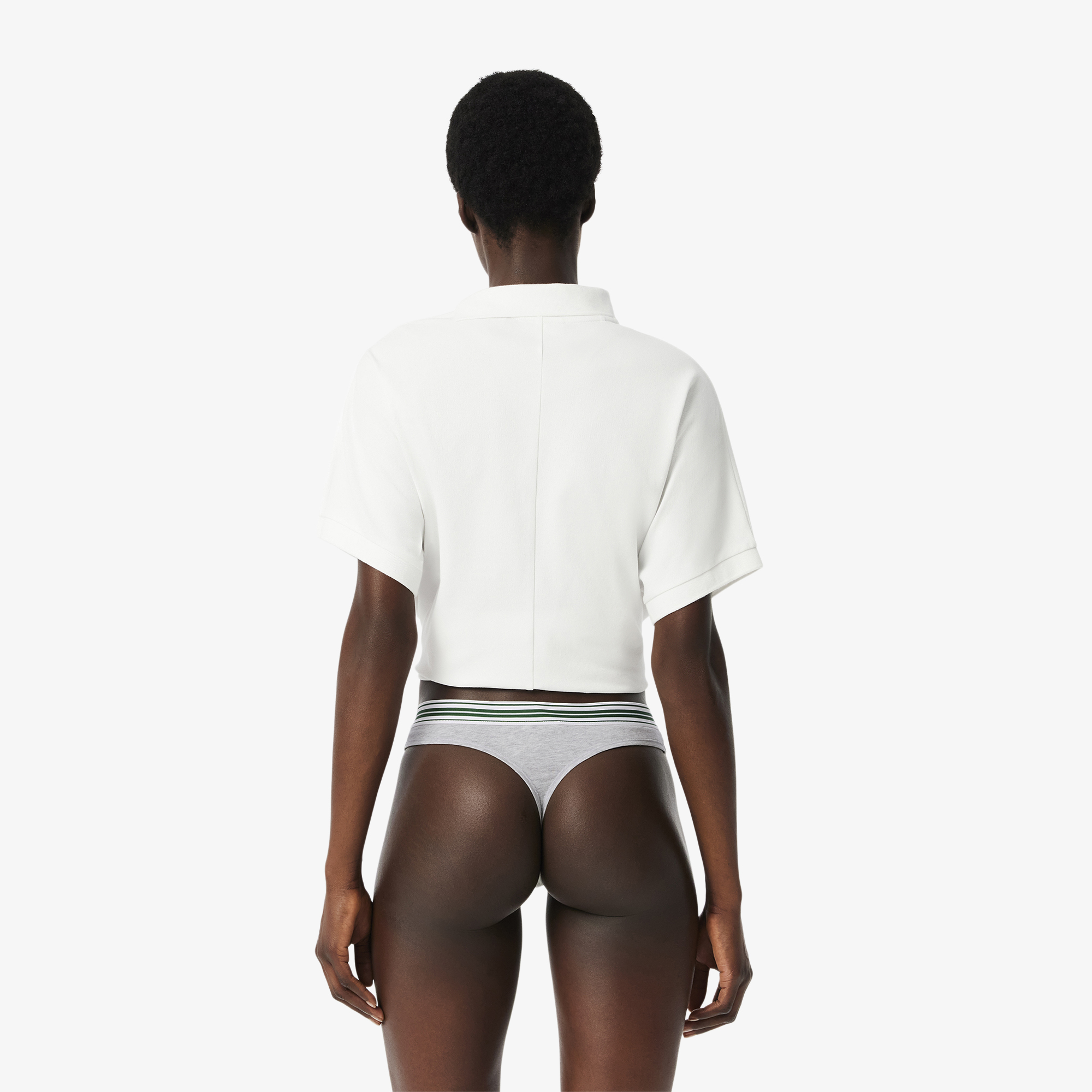 фото Женские трусики-стринги lacoste из эластичного хлопка с логотипом на талии