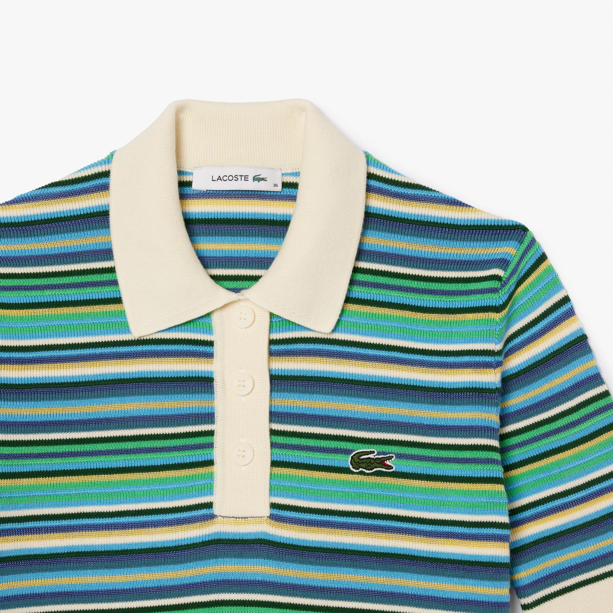 фото Женское вязаное поло lacoste в полоску