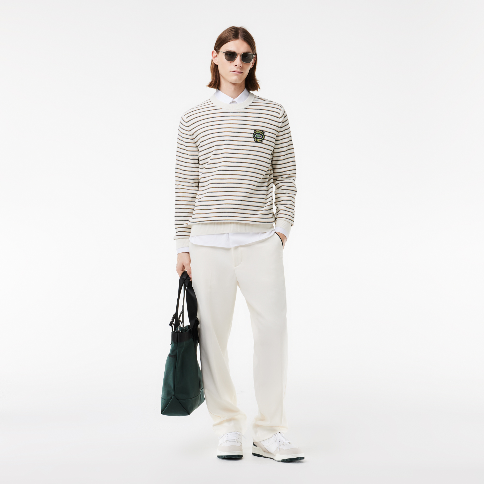 фото Хлопковый свитер lacoste с круглым вырезом
