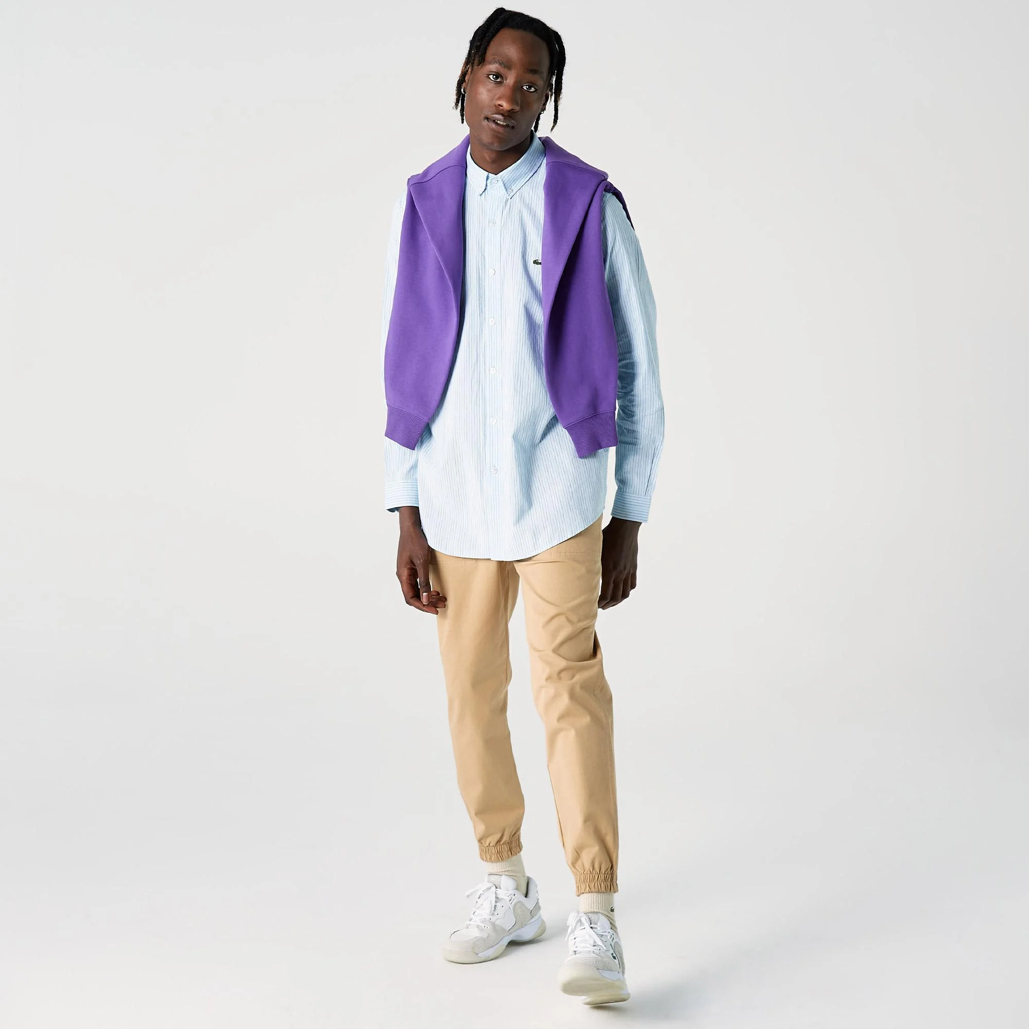 фото Мужская рубашка lacoste slim fit из смеси хлопка и льна