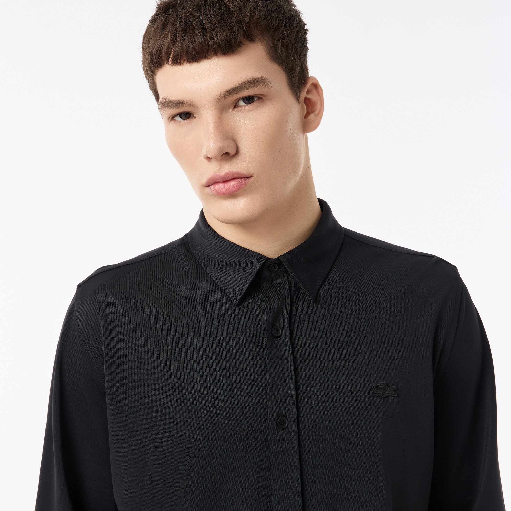 фото Рубашка унисекс lacoste unisex в полоску с вышивкой под крокодила