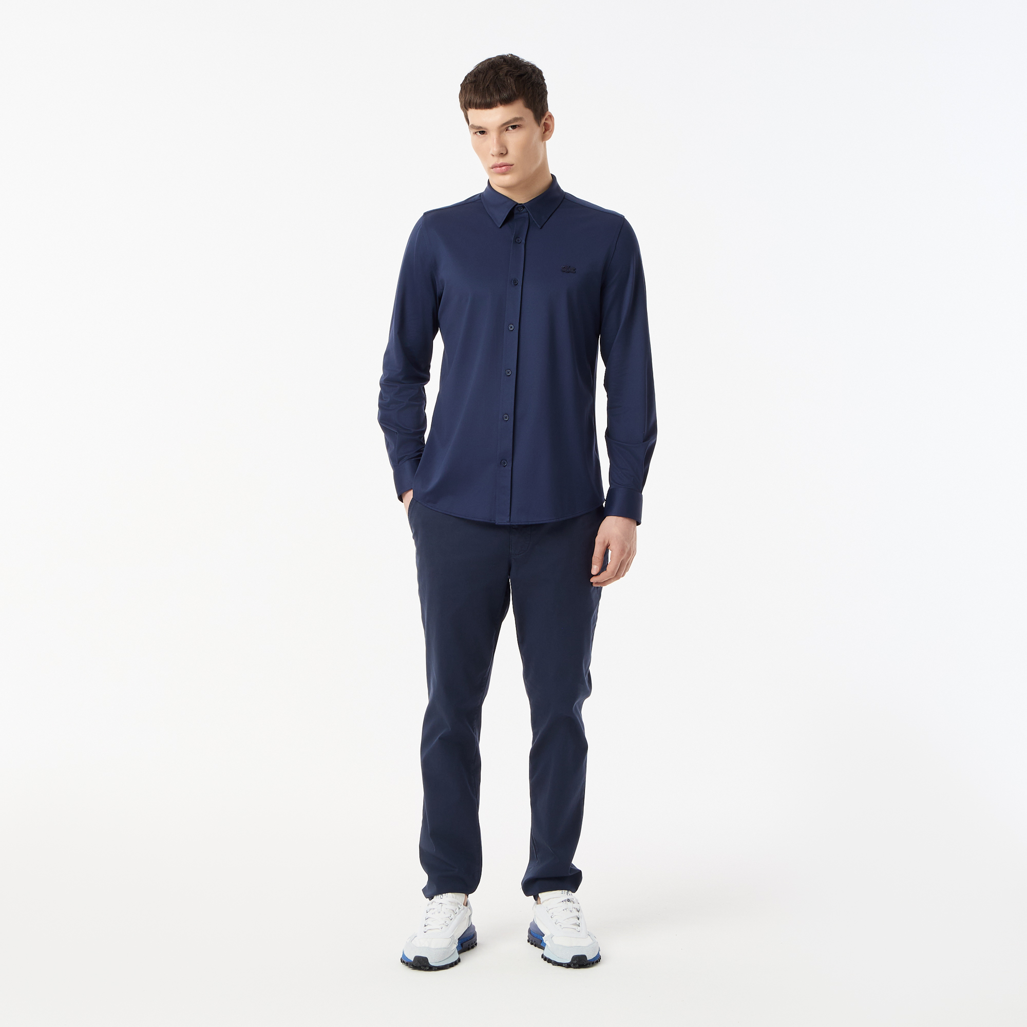 фото Рубашка унисекс lacoste unisex в полоску с вышивкой под крокодила