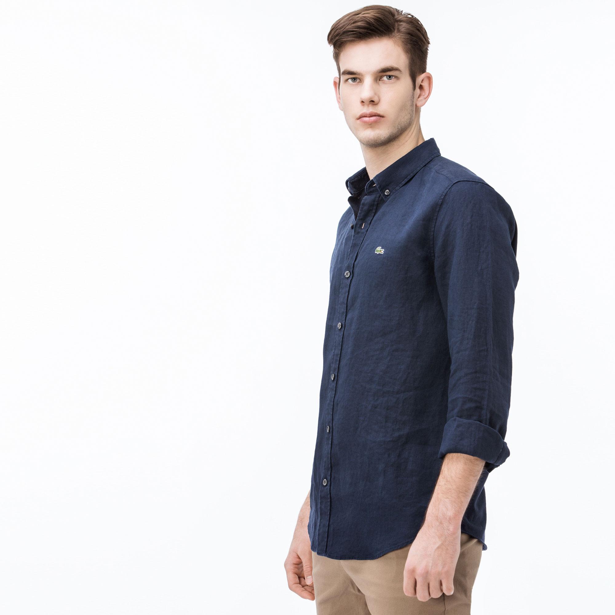 фото Мужская рубашка lacoste из льна slim fit
