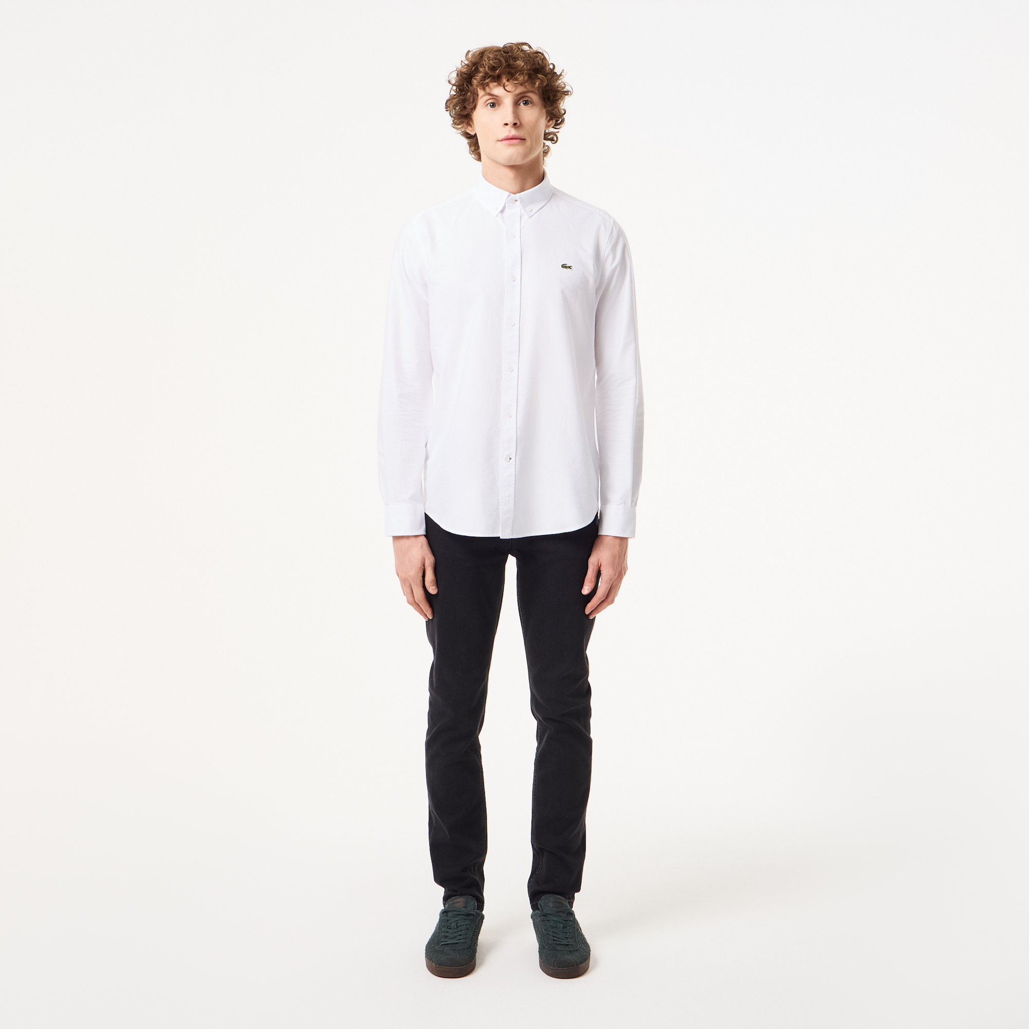 фото Мужская хлопковая рубашка lacoste slim fit