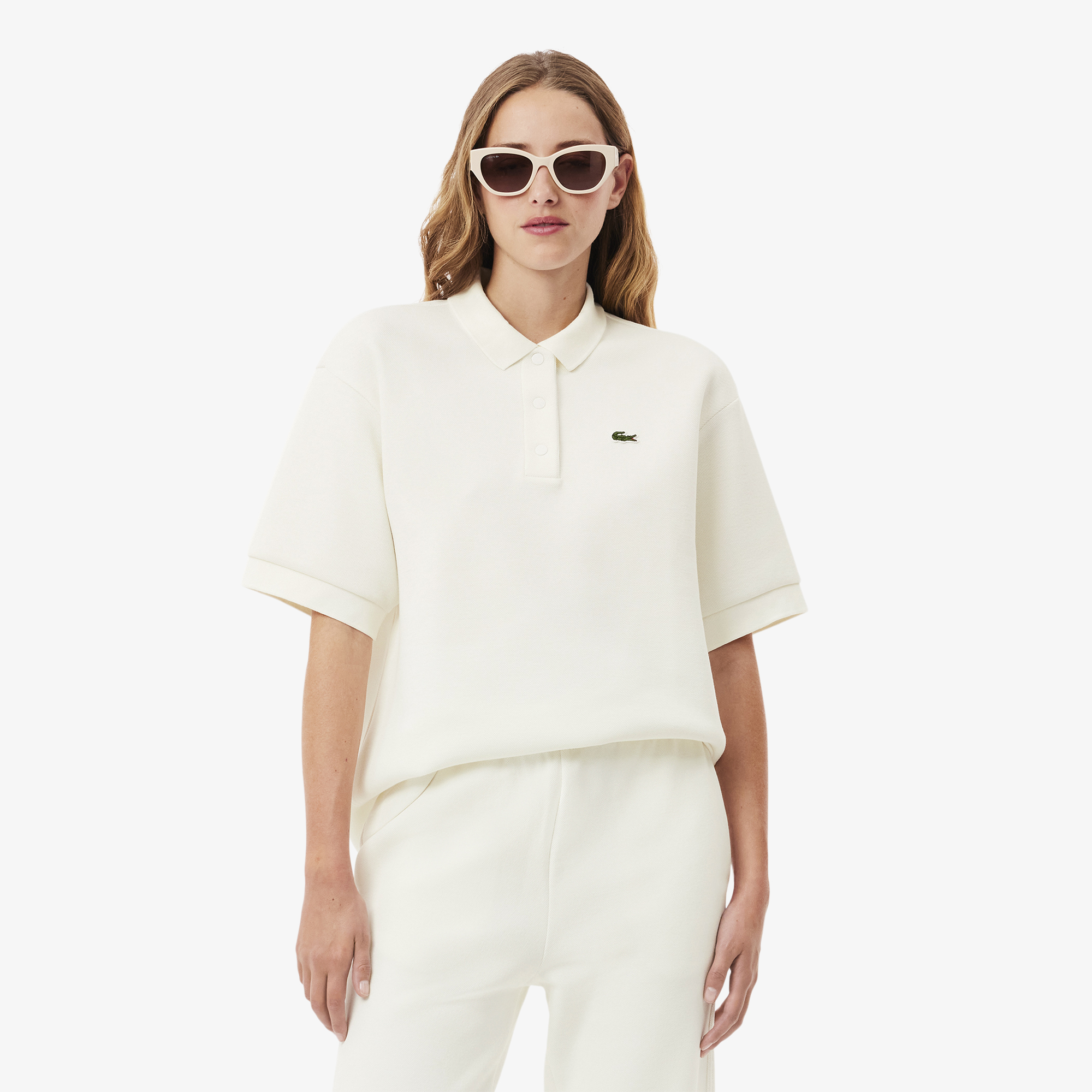 фото Женское поло lacoste из смеси эластичного органического хлопка