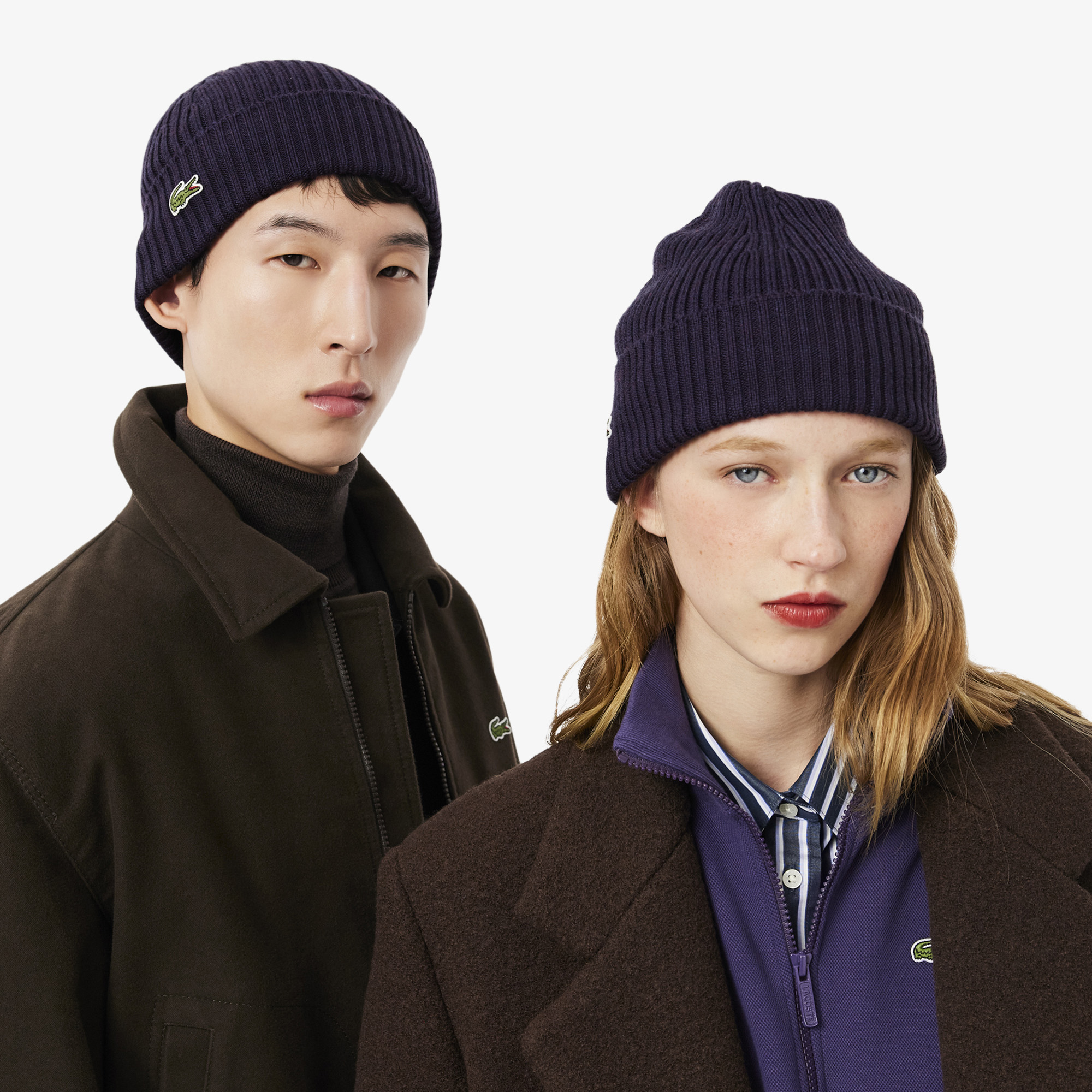 фото Шерстяная шапка lacoste unisex в рубчик