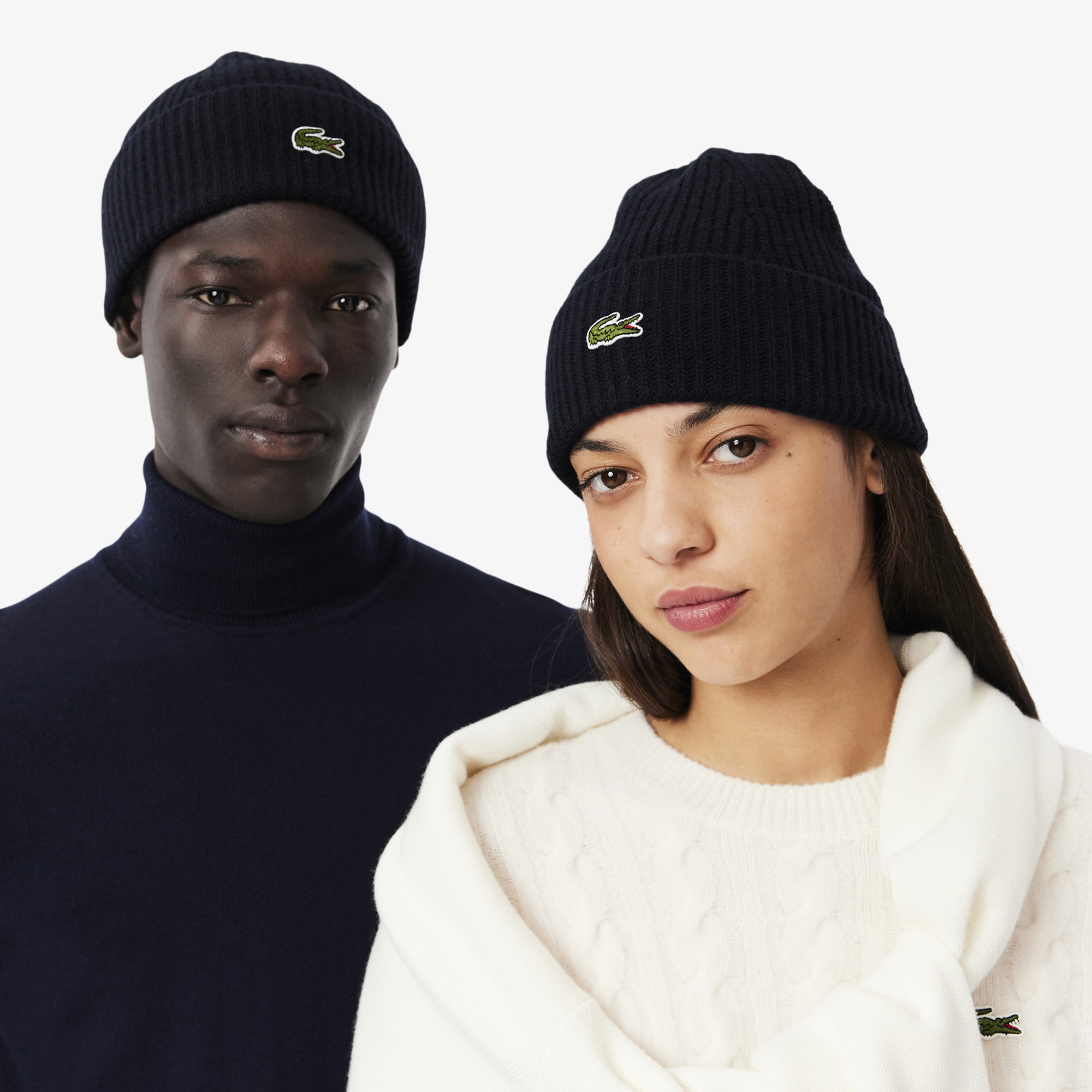 фото Вязаная шапка-бини lacoste из шерсти