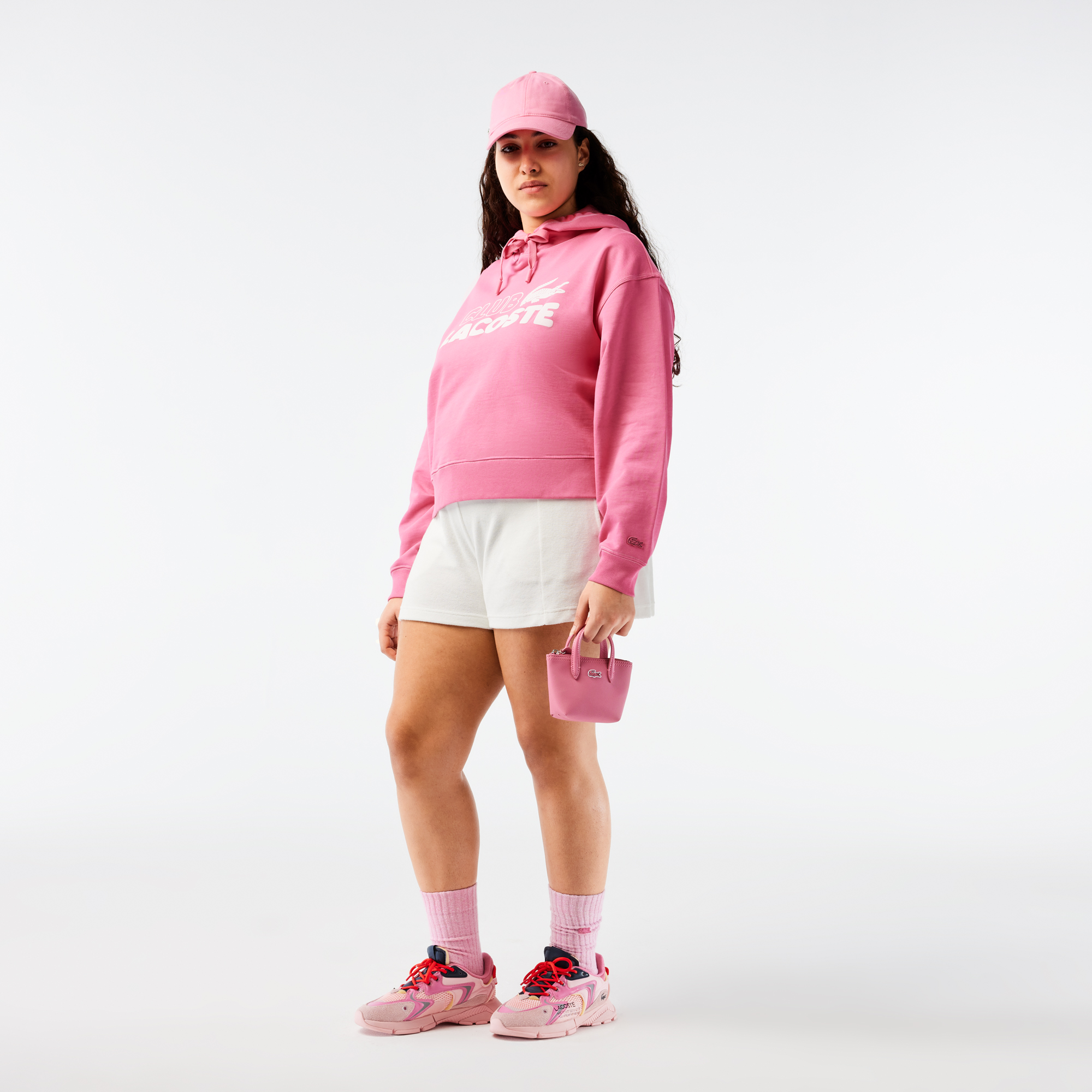 фото Женская толстовка - худи lacoste oversized fit