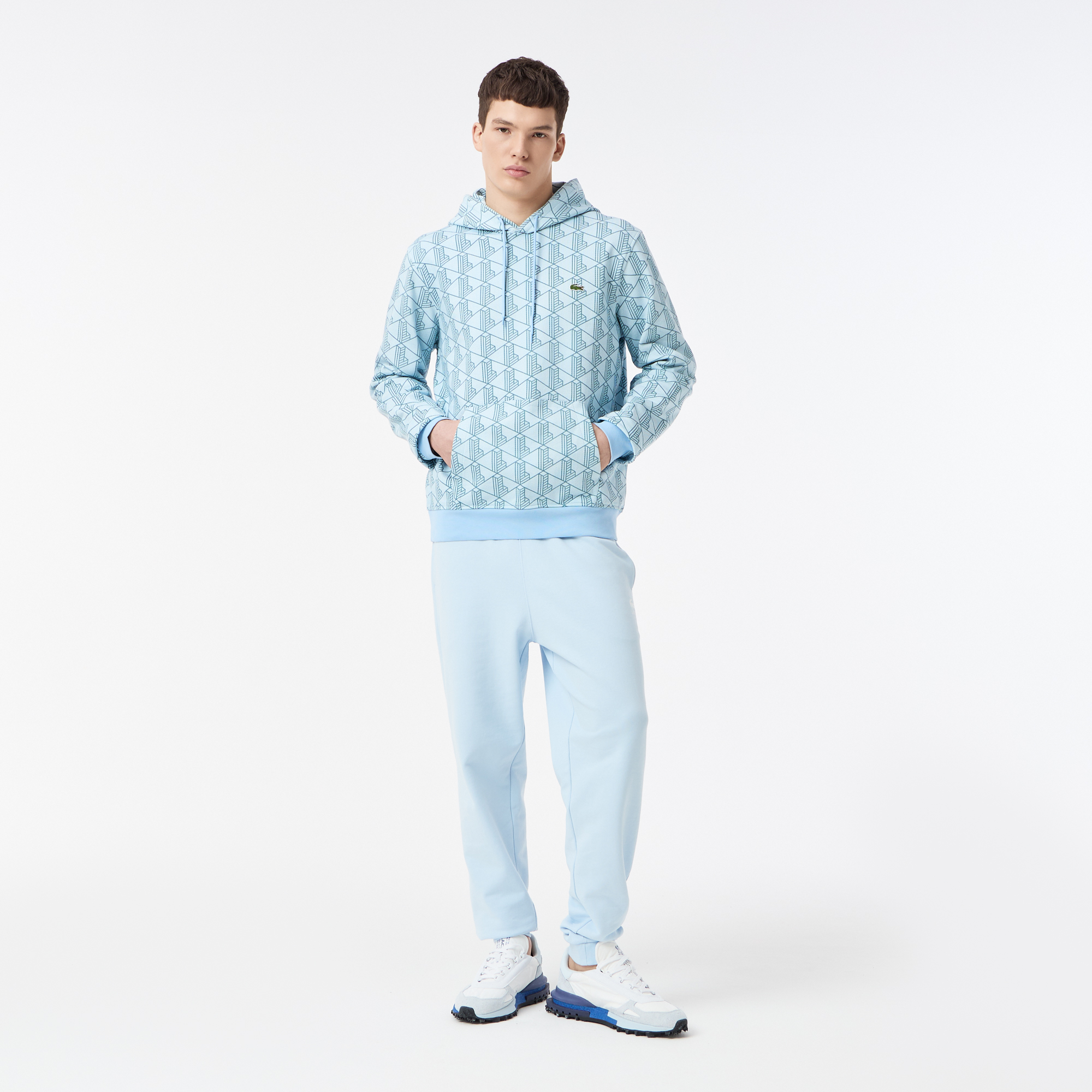 фото Мужская флисовая толстовка - худи lacoste monorgam
