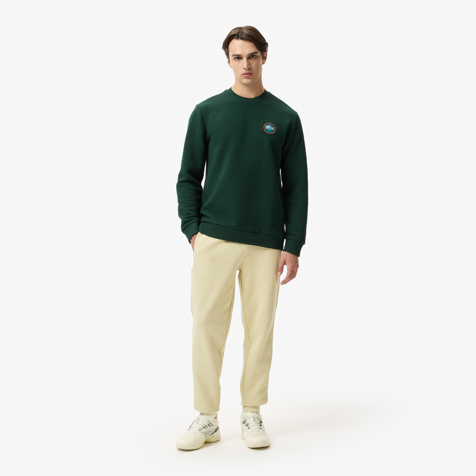 фото Мужской лонгслив lacoste tennis heritage regular fit