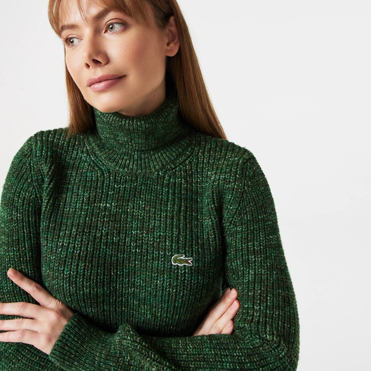 Женский шерстяной свитер Lacoste с высоким воротом Женский шерстяной свитер Lacoste с высоким воротом