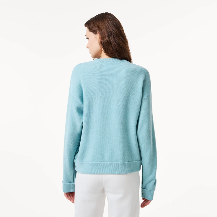 Женский шерстяной свитер Lacoste с круглым вырезом Женский шерстяной свитер Lacoste с круглым вырезом