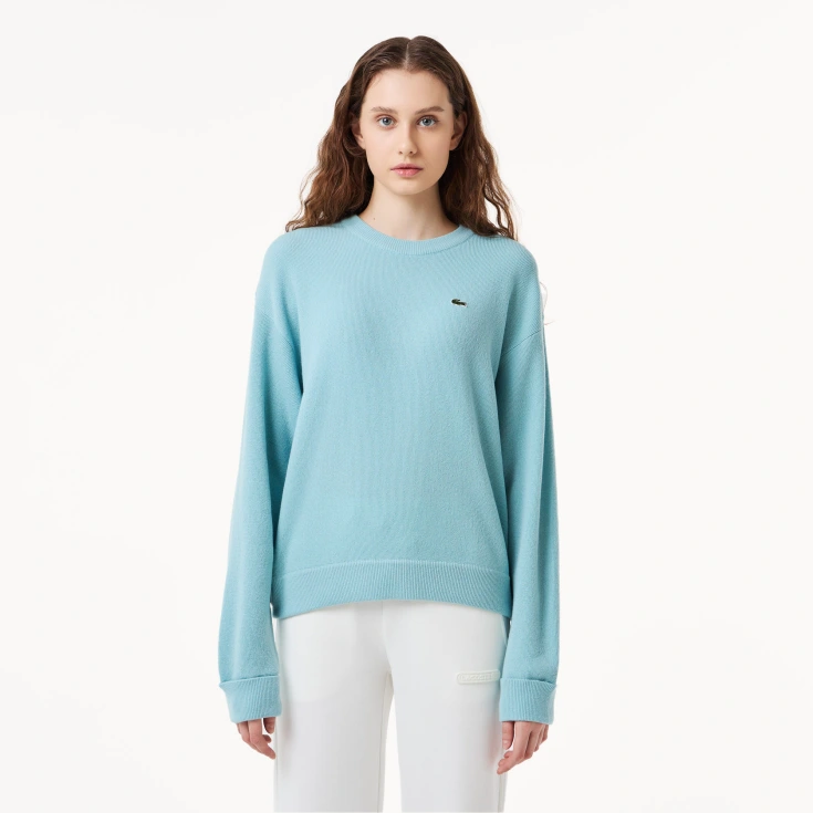 Женский шерстяной свитер Lacoste с круглым вырезом Женский шерстяной свитер Lacoste с круглым вырезом