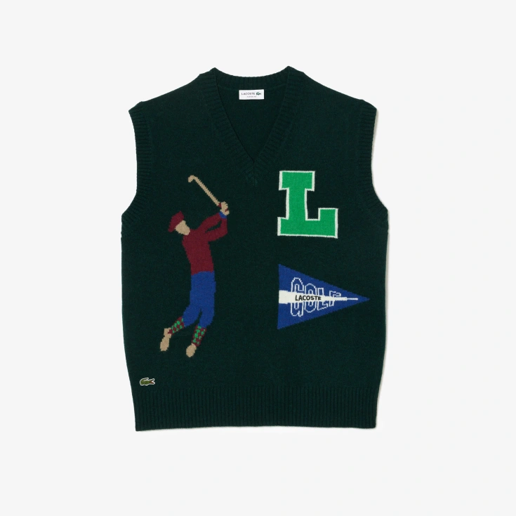 Шерстяной жилет Lacoste Unisex на пуговицах Шерстяной жилет Lacoste Unisex на пуговицах