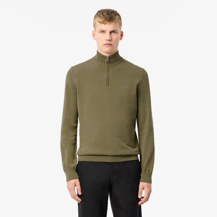 Мужской хлопковый свитер Lacoste на молнии с высоким воротом Мужской хлопковый свитер Lacoste на молнии с высоким воротом
