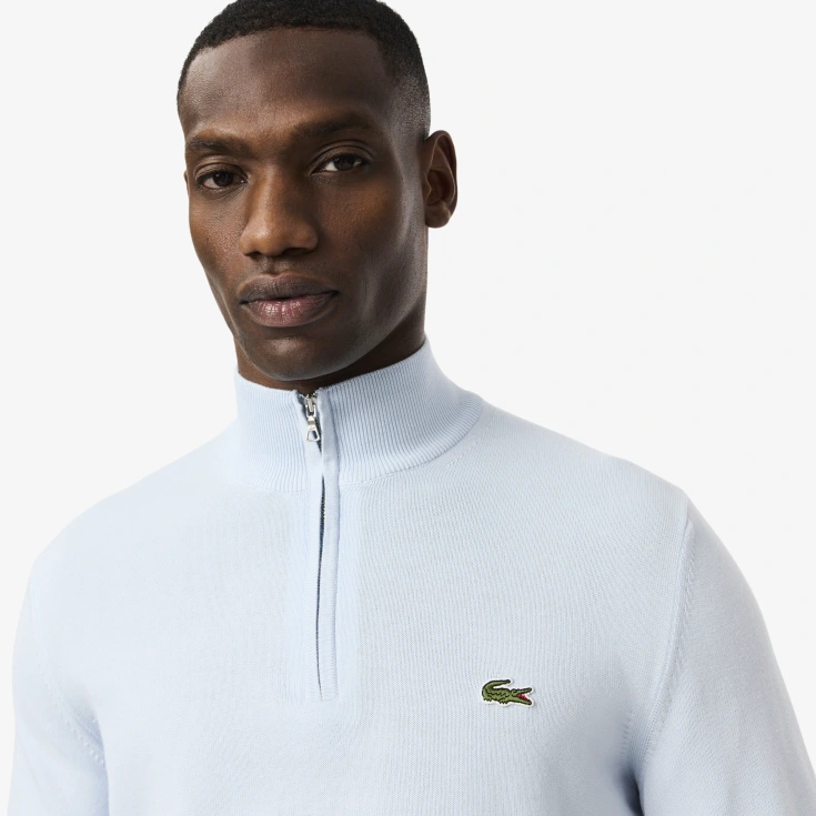 Мужской хлопковый свитер Lacoste на молнии с высоким воротом Мужской хлопковый свитер Lacoste на молнии с высоким воротом