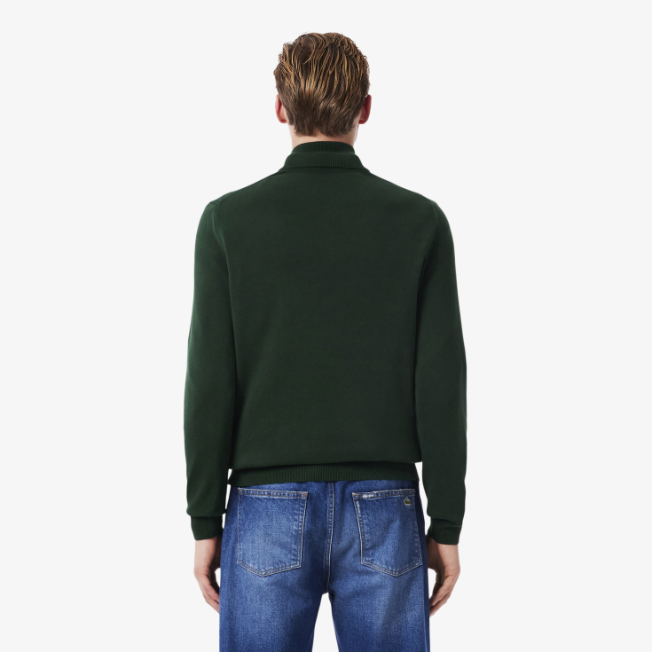 Мужской хлопковый свитер Lacoste на молнии с высоким воротом Мужской хлопковый свитер Lacoste на молнии с высоким воротом