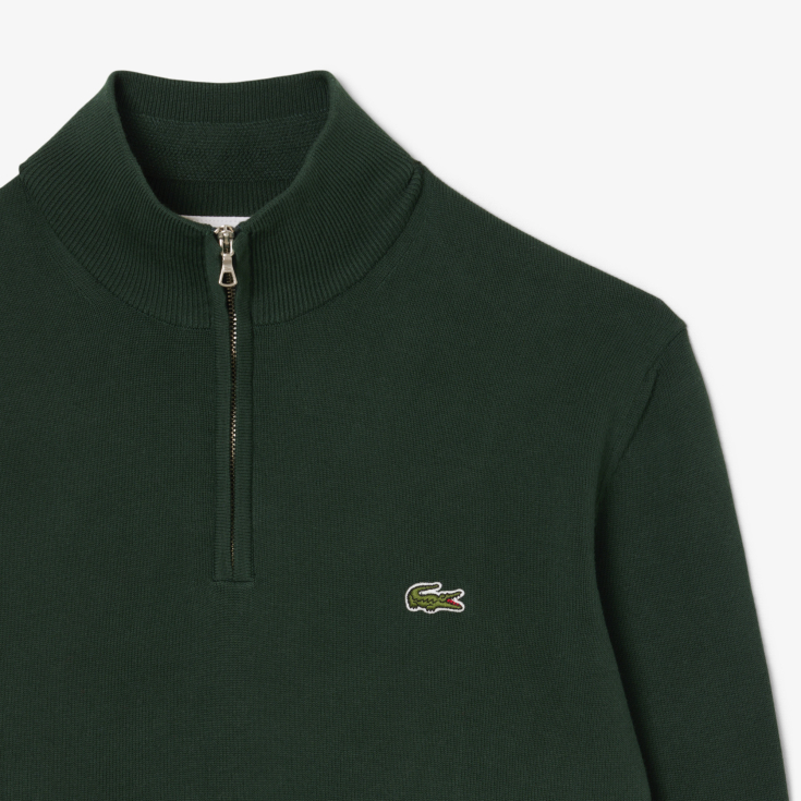 Мужской хлопковый свитер Lacoste на молнии с высоким воротом Мужской хлопковый свитер Lacoste на молнии с высоким воротом