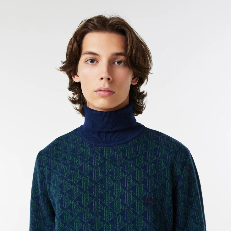 Мужской свитер Lacoste Contrast Collar Monogram Мужской свитер Lacoste Contrast Collar Monogram