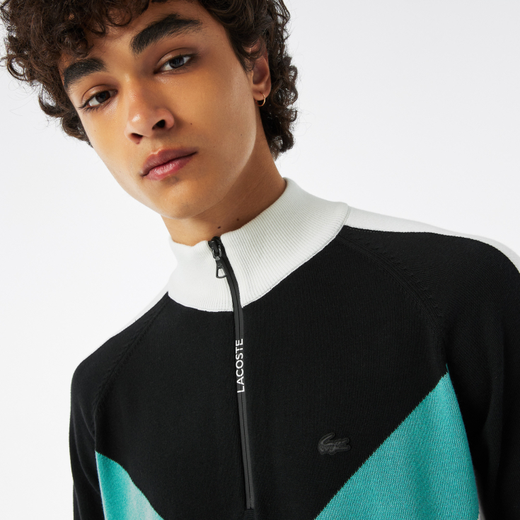 Мужской ретро свитер Lacoste Regular Fit на молнии Мужской ретро свитер Lacoste Regular Fit на молнии