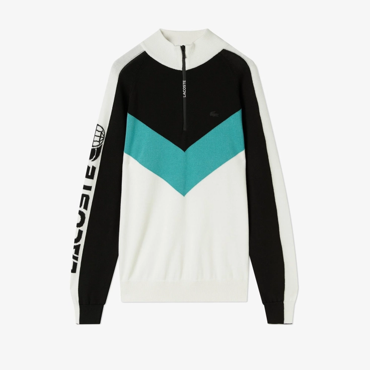 Мужской ретро свитер Lacoste Regular Fit на молнии Мужской ретро свитер Lacoste Regular Fit на молнии