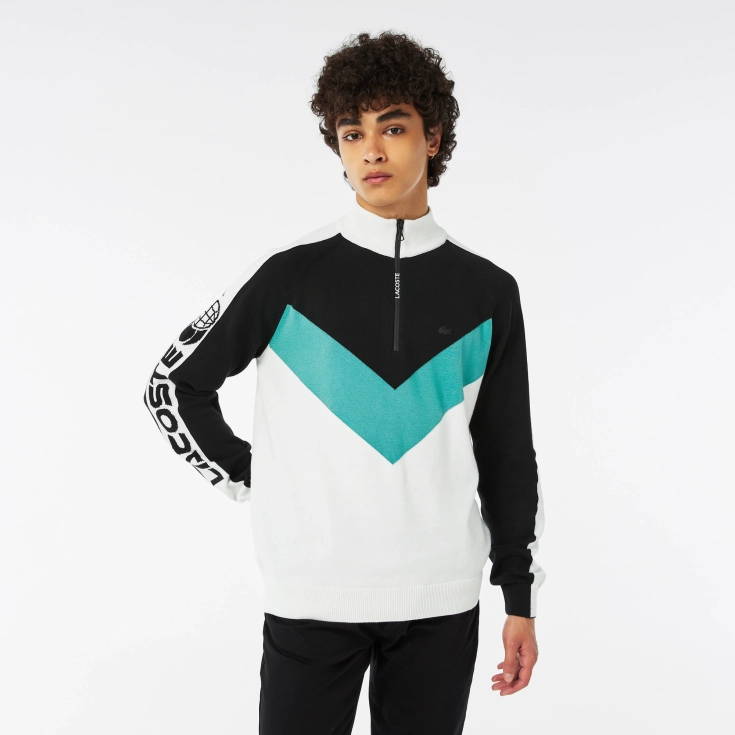 Мужской ретро свитер Lacoste Regular Fit на молнии Мужской ретро свитер Lacoste Regular Fit на молнии