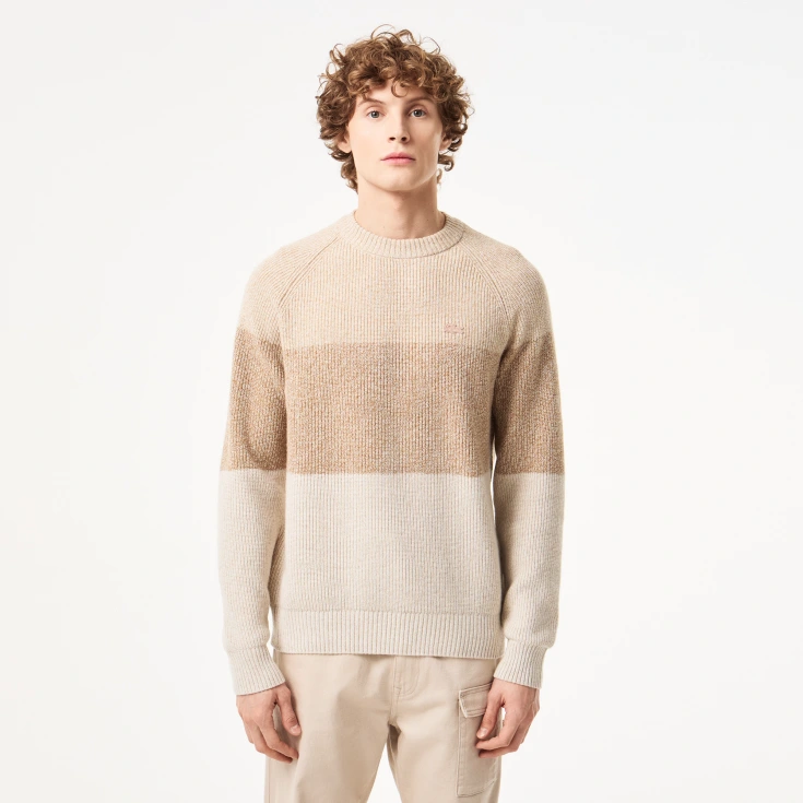 Мужской шерстяной свитер Lacoste в полоску Мужской шерстяной свитер Lacoste в полоску