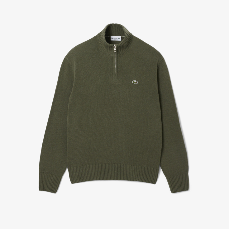 Мужской шерстяной свитер Lacoste на молнии с высоким воротом Мужской шерстяной свитер Lacoste на молнии с высоким воротом