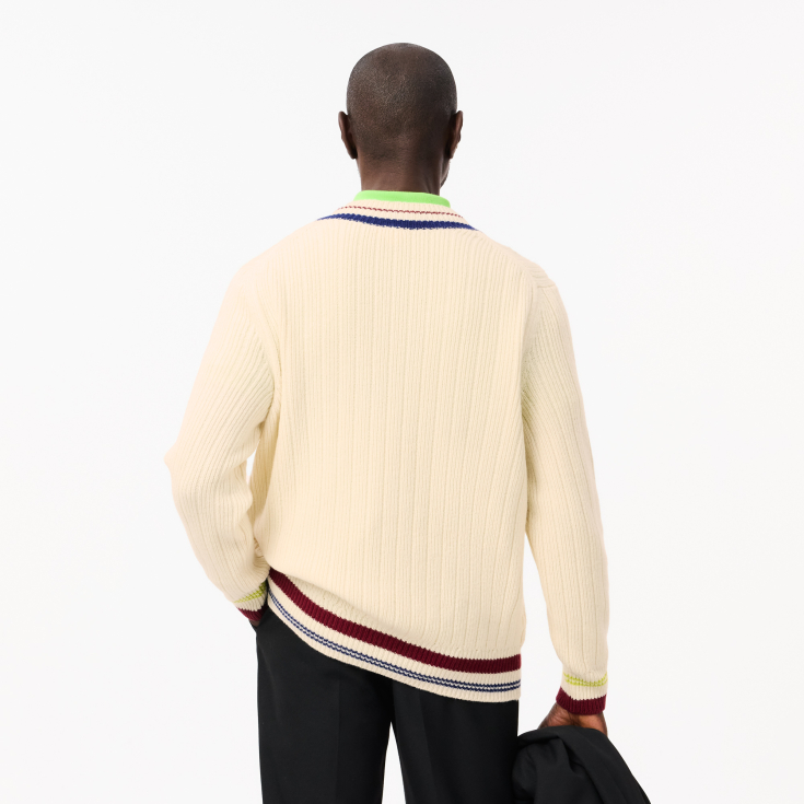 Мужской свитер Lacoste из кардочесаной шерсти Мужской свитер Lacoste из кардочесаной шерсти
