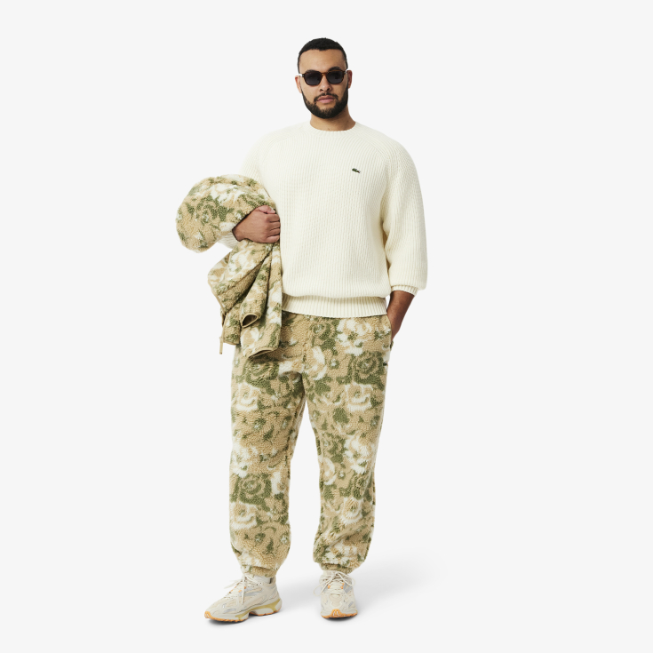 Мужской толстый шерстяной свитер Lacoste с круглым вырезом Мужской толстый шерстяной свитер Lacoste с круглым вырезом