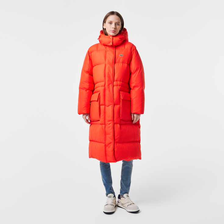 Женский длинный пуховик Lacoste Oversized с регулируемой талией Женский длинный пуховик Lacoste Oversized с регулируемой талией