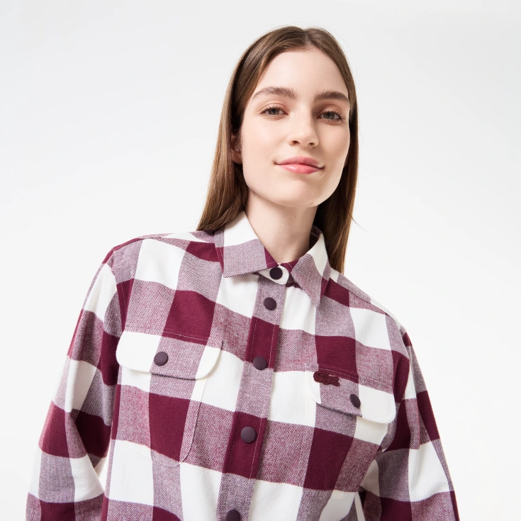 Женская хлопковая рубашка Lacoste в клетку Женская хлопковая рубашка Lacoste в клетку