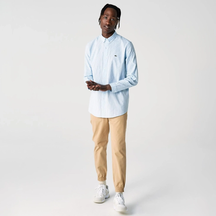 Мужская рубашка Lacoste Slim Fit из смеси хлопка и льна Мужская рубашка Lacoste Slim Fit из смеси хлопка и льна