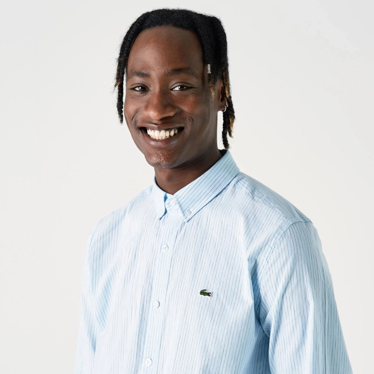 Мужская рубашка Lacoste Slim Fit из смеси хлопка и льна Мужская рубашка Lacoste Slim Fit из смеси хлопка и льна