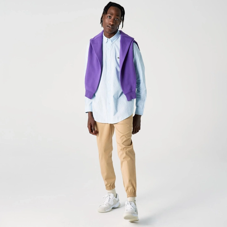 Мужская рубашка Lacoste Slim Fit из смеси хлопка и льна Мужская рубашка Lacoste Slim Fit из смеси хлопка и льна