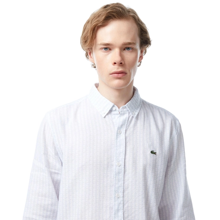 Мужская рубашка Lacoste с монограммой из смеси льна Мужская рубашка Lacoste с монограммой из смеси льна