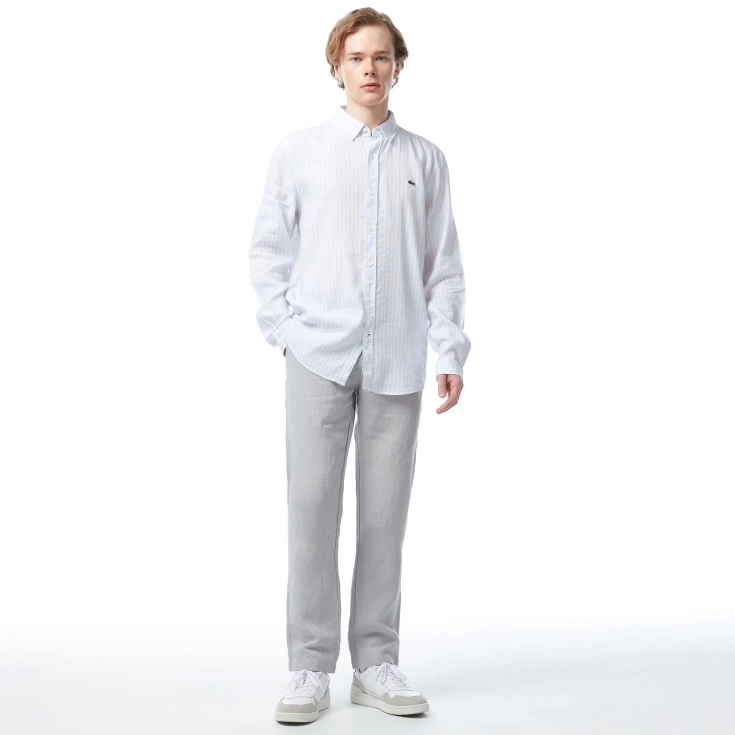 Мужская рубашка Lacoste с монограммой из смеси льна Мужская рубашка Lacoste с монограммой из смеси льна