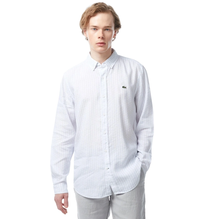 Мужская рубашка Lacoste с монограммой из смеси льна Мужская рубашка Lacoste с монограммой из смеси льна