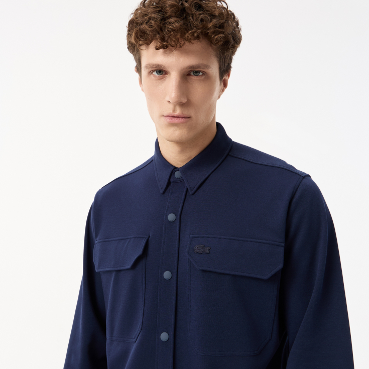 Мужская рубашка Lacoste на кнопках с большими нагрудными карманами Мужская рубашка Lacoste на кнопках с большими нагрудными карманами