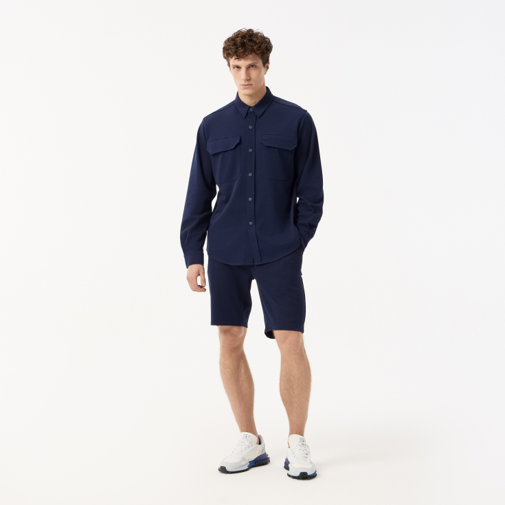 Мужская рубашка Lacoste на кнопках с большими нагрудными карманами Мужская рубашка Lacoste на кнопках с большими нагрудными карманами