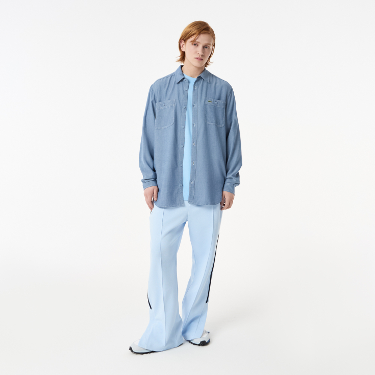 Мужская лёгкая рубашка Lacoste из экологического материала тенсель Мужская лёгкая рубашка Lacoste из экологического материала тенсель