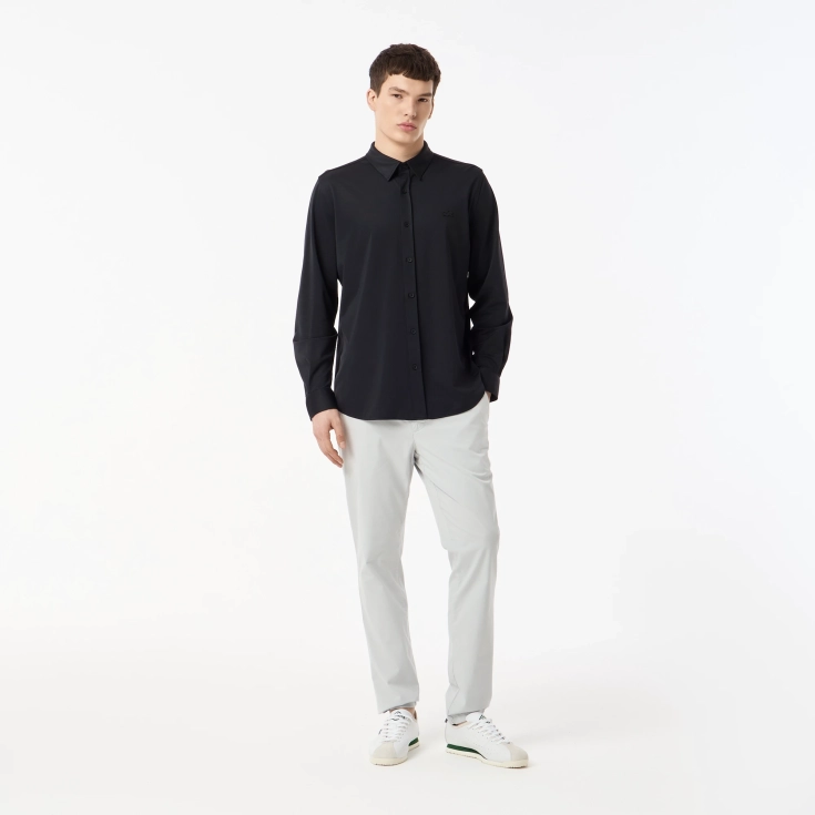 Рубашка унисекс Lacoste Unisex в полоску с вышивкой под крокодила Рубашка унисекс Lacoste Unisex в полоску с вышивкой под крокодила