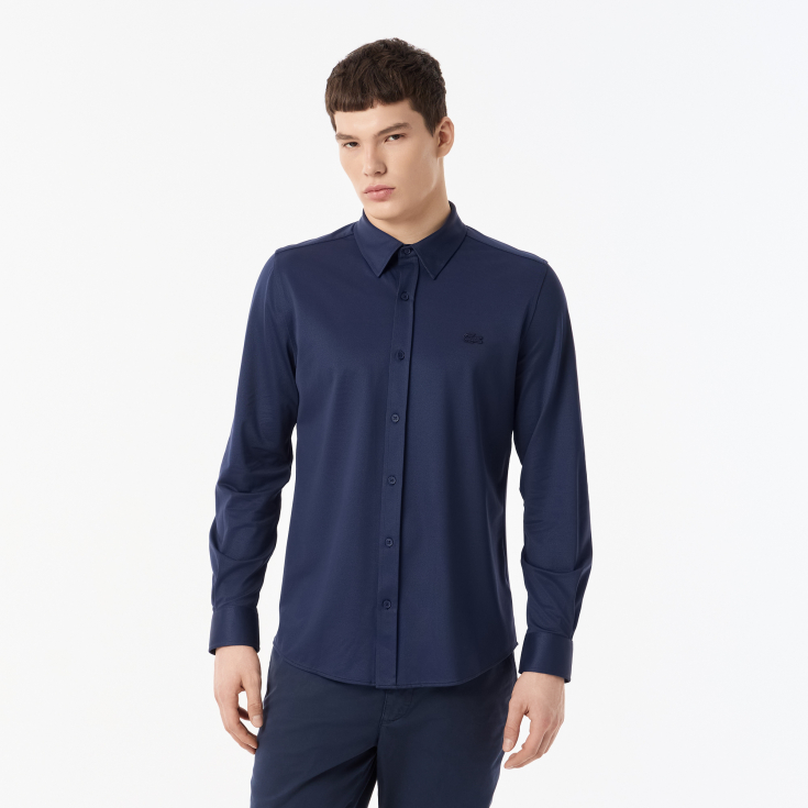 Рубашка унисекс Lacoste Unisex в полоску с вышивкой под крокодила Рубашка унисекс Lacoste Unisex в полоску с вышивкой под крокодила