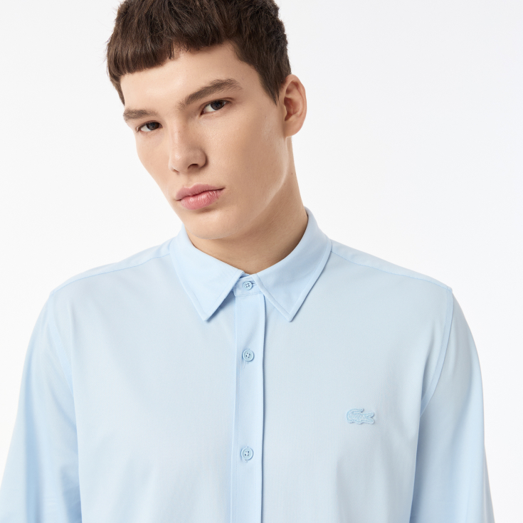 Рубашка унисекс Lacoste Unisex в полоску с вышивкой под крокодила Рубашка унисекс Lacoste Unisex в полоску с вышивкой под крокодила