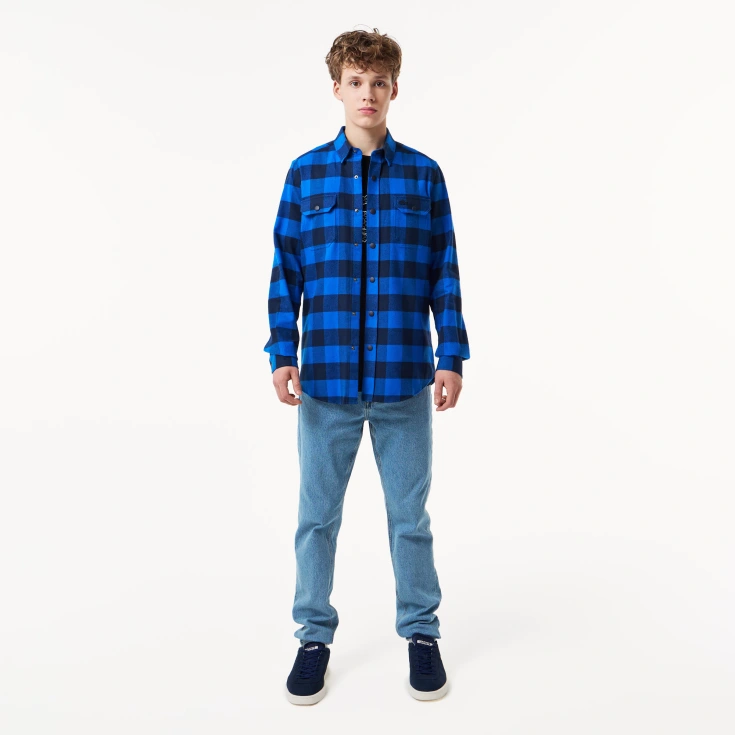 Мужская клетчатая рубашка Lacoste Slim Fit Мужская клетчатая рубашка Lacoste Slim Fit