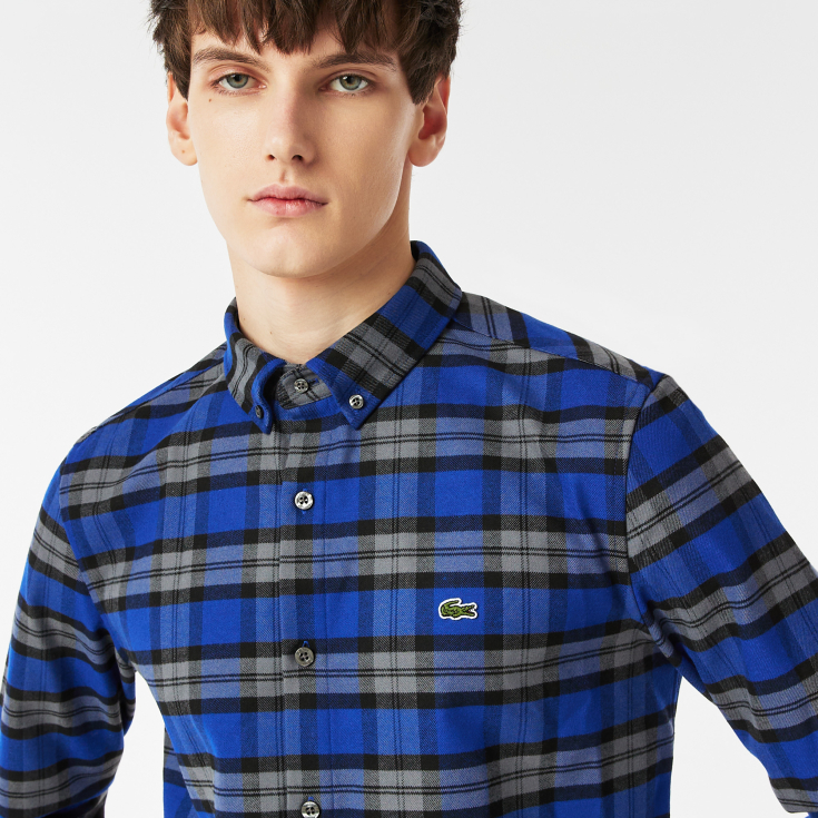 Мужская клетчатая рубашка Lacoste Slim Fit Мужская клетчатая рубашка Lacoste Slim Fit