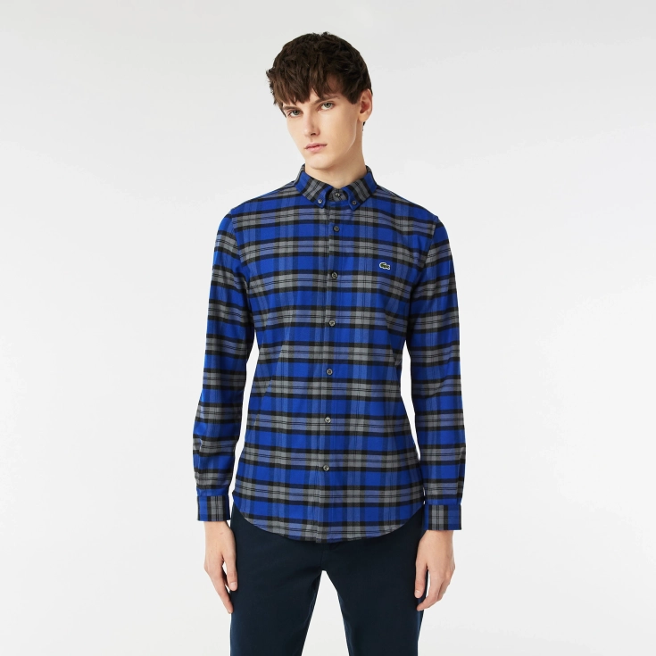 Мужская клетчатая рубашка Lacoste Slim Fit Мужская клетчатая рубашка Lacoste Slim Fit